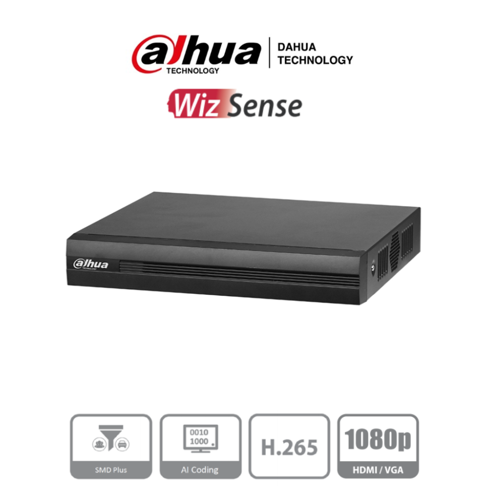 DAHUA XVR1B16-I - DVR de 16 canales 1080p Lite WizSense y Cooper-I. Compatible con H.