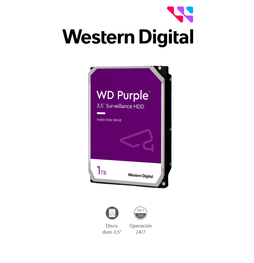 WESTERN WD11PURZ - Disco Duro de 1TB Purple/ Especial Para Videovigilancia/ Trabajo 2