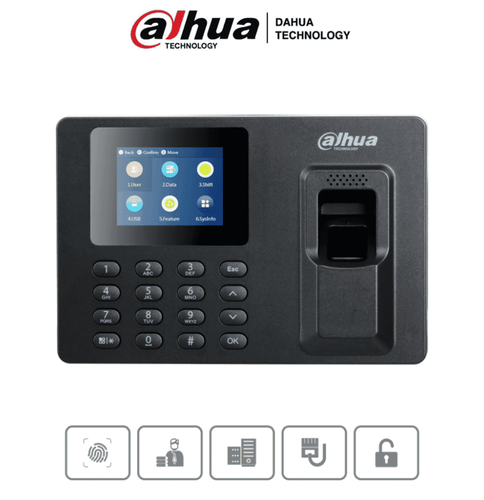 DAHUA DHI-ASA1222E-S - Control de asistencia con pantalla de 2.4  2 000 huellas  1 00