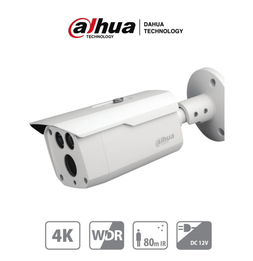 DAHUA HAC-HFW1801D - Camara Bullet 4k/ 8 Megapixeles/ Lente de 3.6mm/ Metalica/ IR de