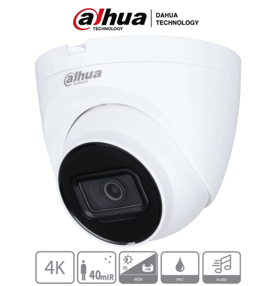 DAHUA HAC-HDW1801TQN-A - Camara Domo 4k/ 8 Megapixeles con Microfono Integrado/ Lente