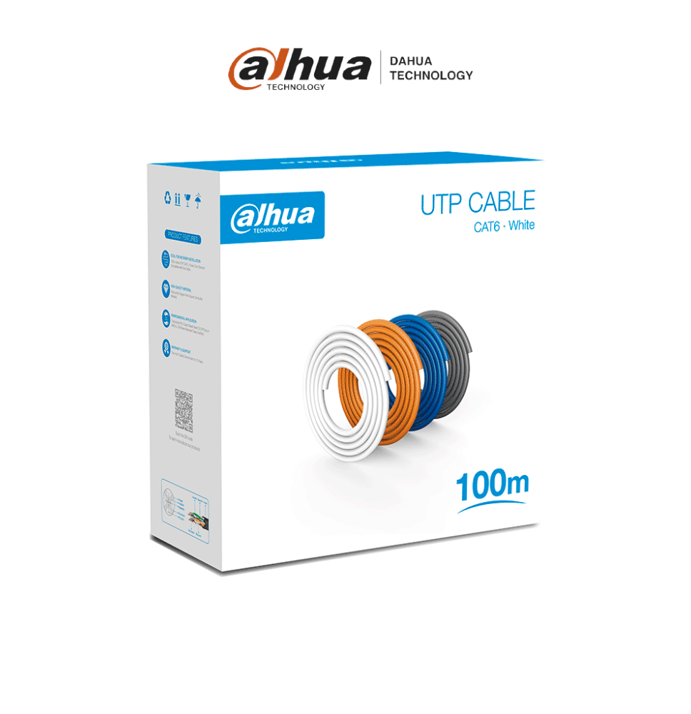 DAHUA PFM920I-6UN-C-100 - Bobina de 100 Mts de Cable UTP Cat6/ 100% Cobre/ Color Blan