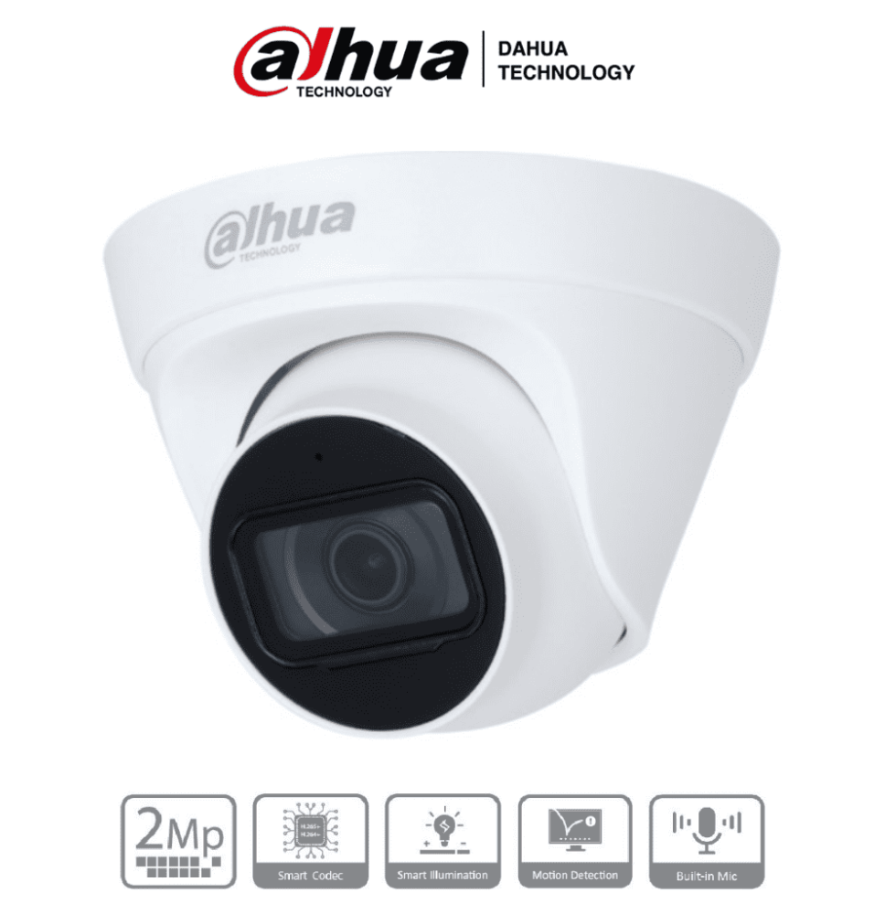 DAHUA IPC-HDW1230T1-A-S5-Cámara IP Domo 2MP con lente de 2.8 mm  ángulo de visión de