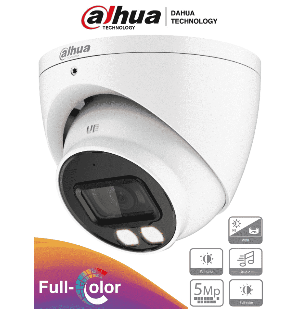 DAHUA  HAC-HDW1509TN-A-LED-0360B - Cámara Domo Full Color de 5 MP con lente de 3.6 mm