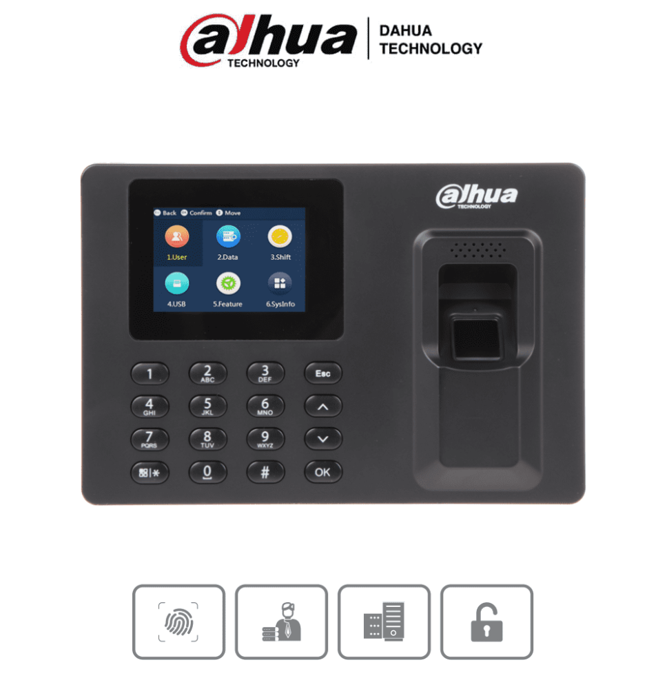 DAHUA DHI-ASA1222E - Control de Asistencia de Huella y Password/ Pantalla de 2.4 Pulg