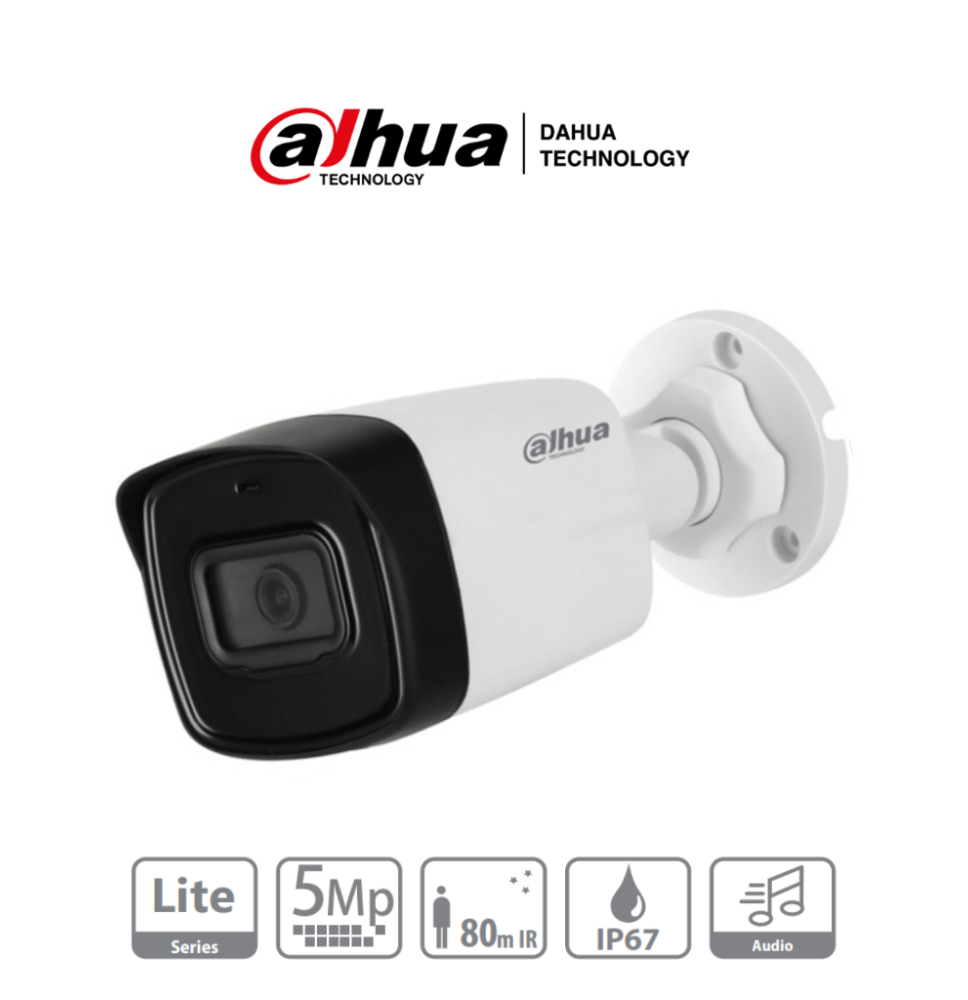 DAHUA HAC-HFW1500TL-A-28 - Camara Bullet de 5 Megapixeles/ Microfono Integrado/ Lente