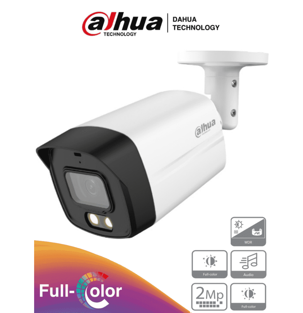 DAHUA HAC-HFW1239TLM-A-LED - Camara Bullet Full Color de 2 Megapixeles/ Super Adapt c