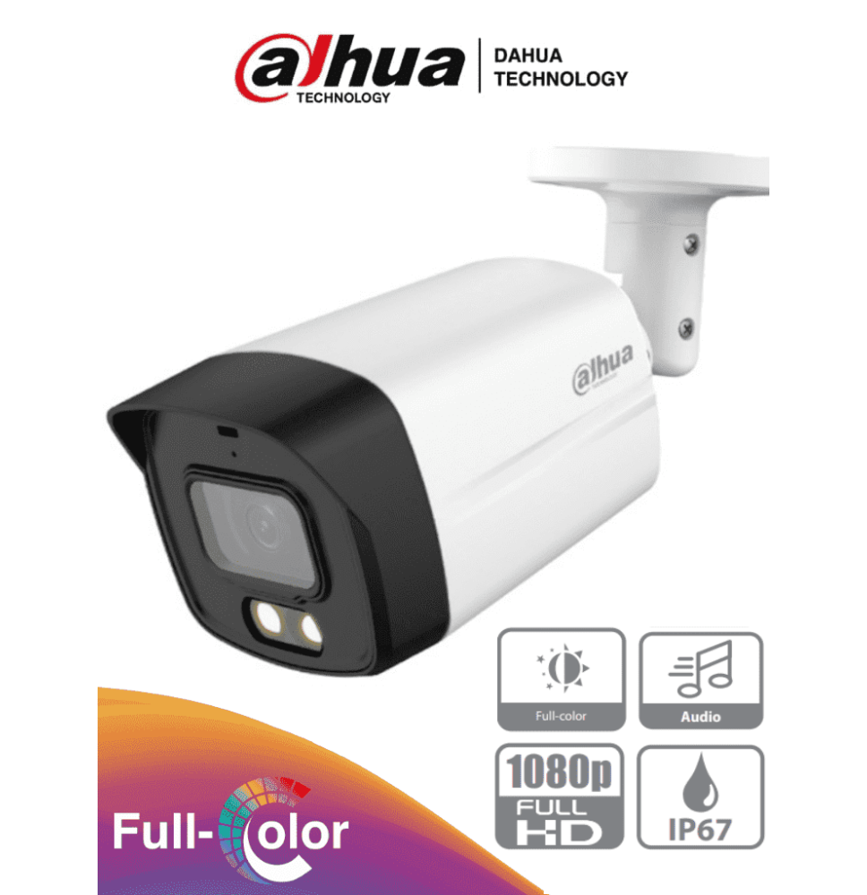 DAHUA HAC-HFW1209TLMN-A-LED - Camara Bullet Full Color de 2 Megapixeles/ 1080p/ Lente