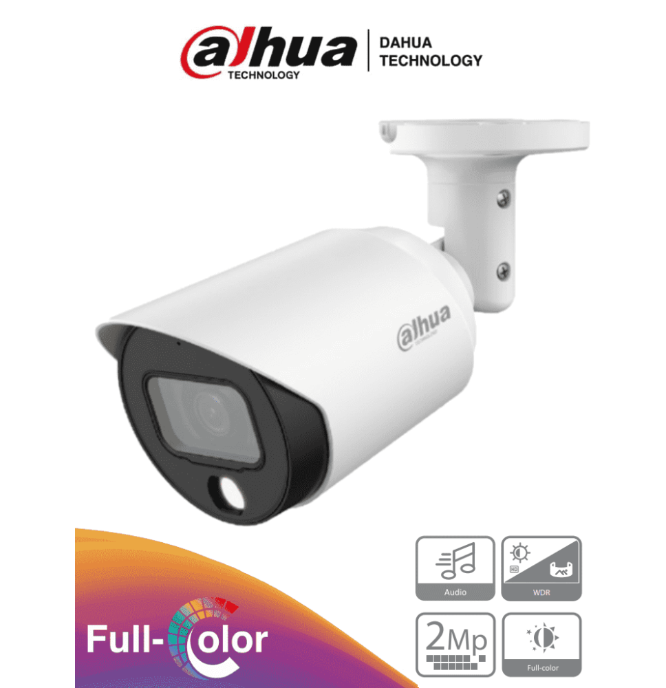 DAHUA HAC-HFW1239T-A-LED - Camara Bullet Full Color de 2 Megapixeles/ 1080p/ Microfon