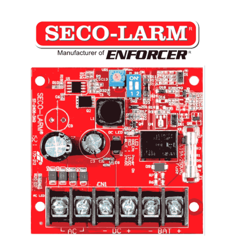 SECO-LARM ST24063AQ - Fuente de Poder con Cargador Bateria 2.5 amp 6/12/24 VCD SEC122