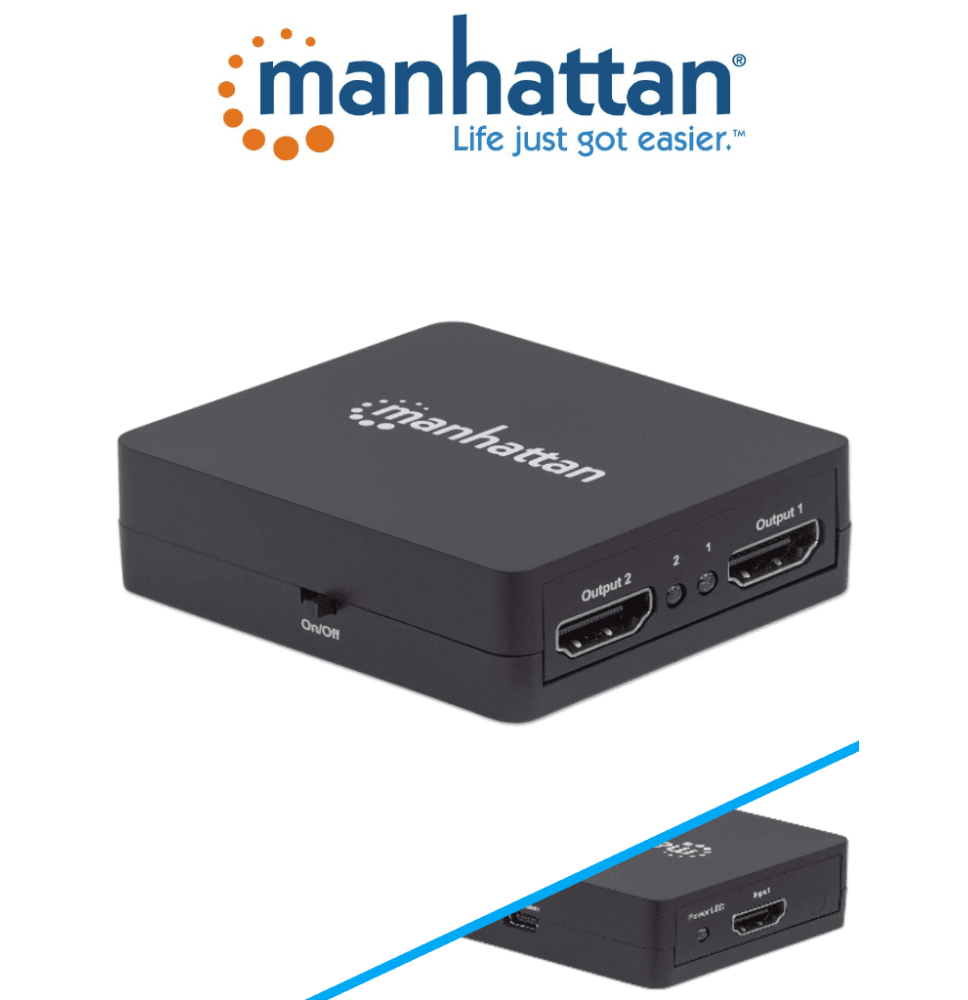 MANHATTAN 207652 - Splitter / Divisor de Video HDMI/ FullHD/ 1 Entrada y 2 Salidas/ D