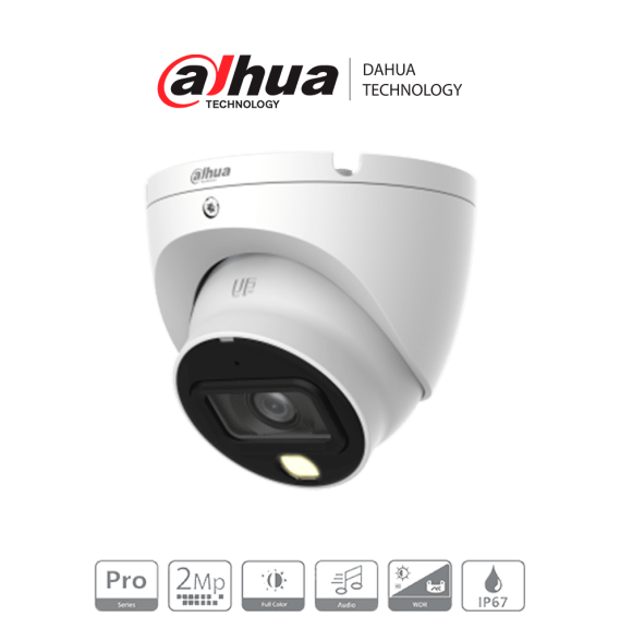 Dahua HAC-HDW2249TLM-A-LED - Cámara Domo de 2 megapíxeles/ lente 2.8mm/  Full Color/