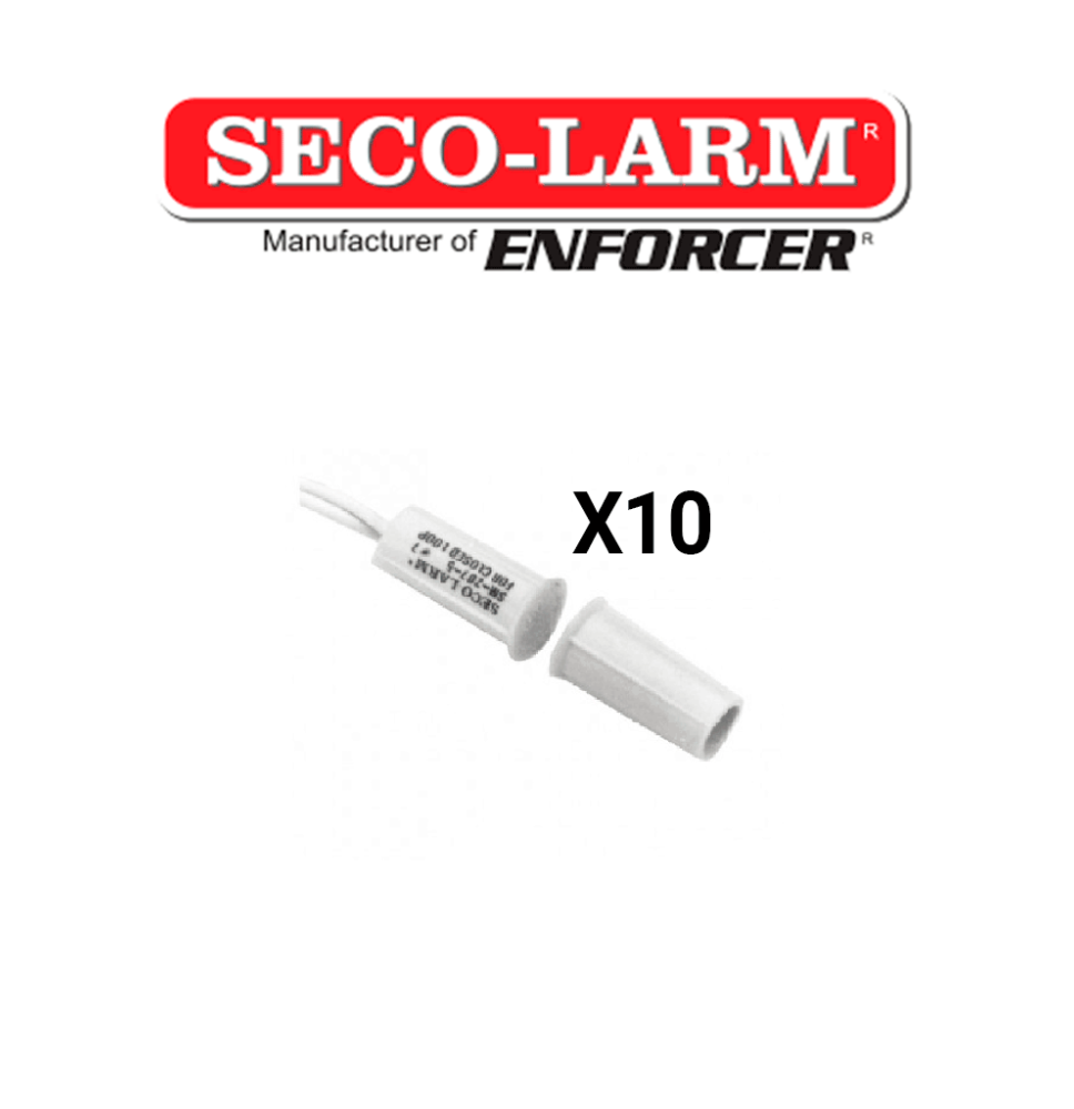 Seco-Larm 10PKW  -Paquete de 10 Contacto magneticos BLANCO Gap 3/4 de EMBUTIDO Tipo T