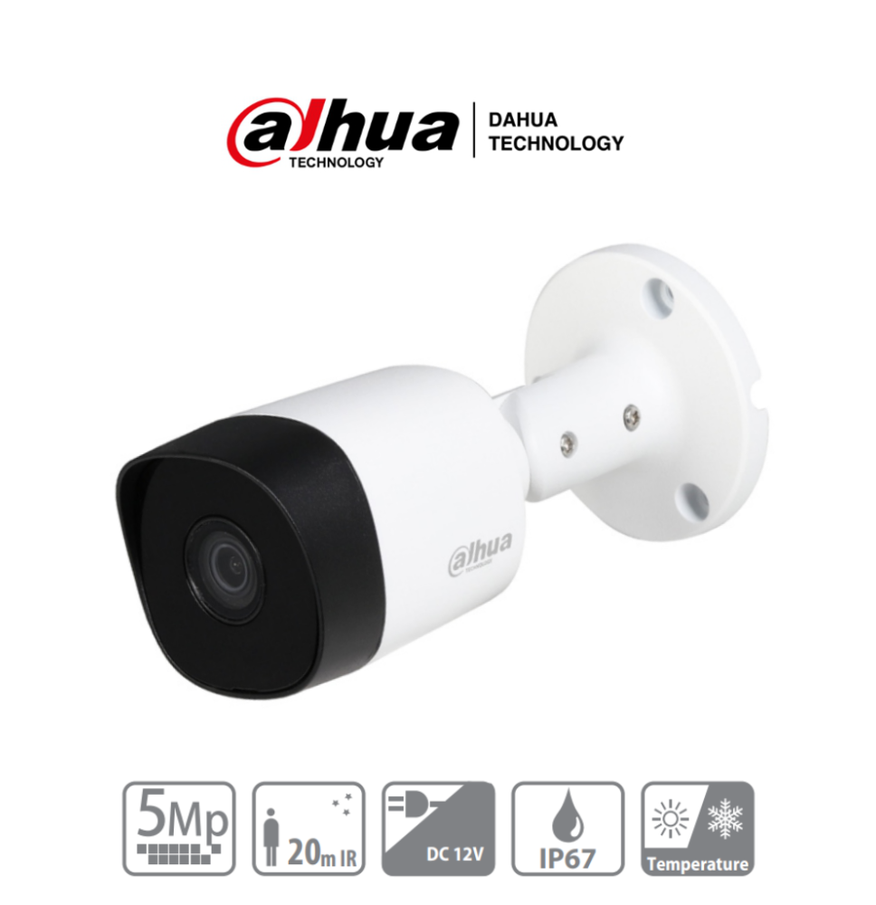 DAHUA HAC-B2A51N-0280B-S2 - Cámara bullet de 5 MP con lente de 2.8 mm y ángulo de vis