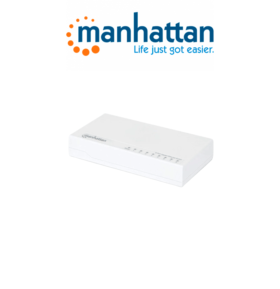 MANHATTAN 560702 Switch de Escritorio Gigabit Ethernet de 8 puertos De Plástico  Para