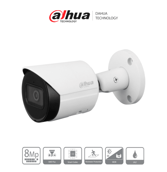 DAHUA DH-IPC-HFW2841S-S - Cámara IP Bullet 4k/ 8 Megapíxeles/ Lente de 2.8 mm/ 105 Gr
