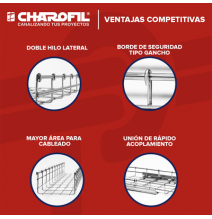 CHAROFIL CH54200EZ CH-54-200EZ Charola Tipo Malla 54/200 mm Acabado Electro Zinc Hast