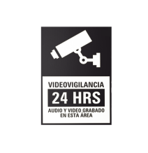 Syscom SYSLETVIDBN10 SYSLETVIDBN/10 Letrero de Videovigilancia 24 Hrs Blanco y Negro