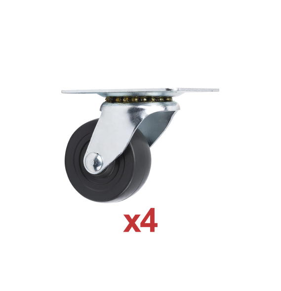 Syscom ROD425 ROD42.5 Kit de 4 Ruedas Locas para Racks y Gabinetes (Ver Compatibilida